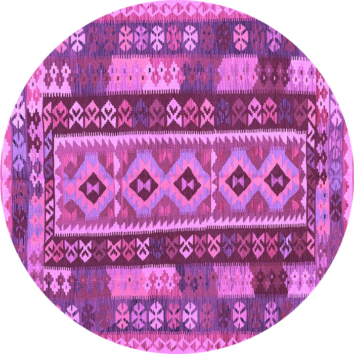 Round Machine Washable Southwestern Purple Country Area Rugs, wshcon1661pur