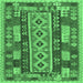 Square Southwestern Emerald Green Country Rug, con1661emgrn