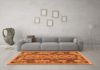 Machine Washable Southwestern Orange Country Rug, wshcon1661org