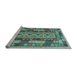 Sideview of Machine Washable Southwestern Light Blue Country Rug, wshcon1661lblu
