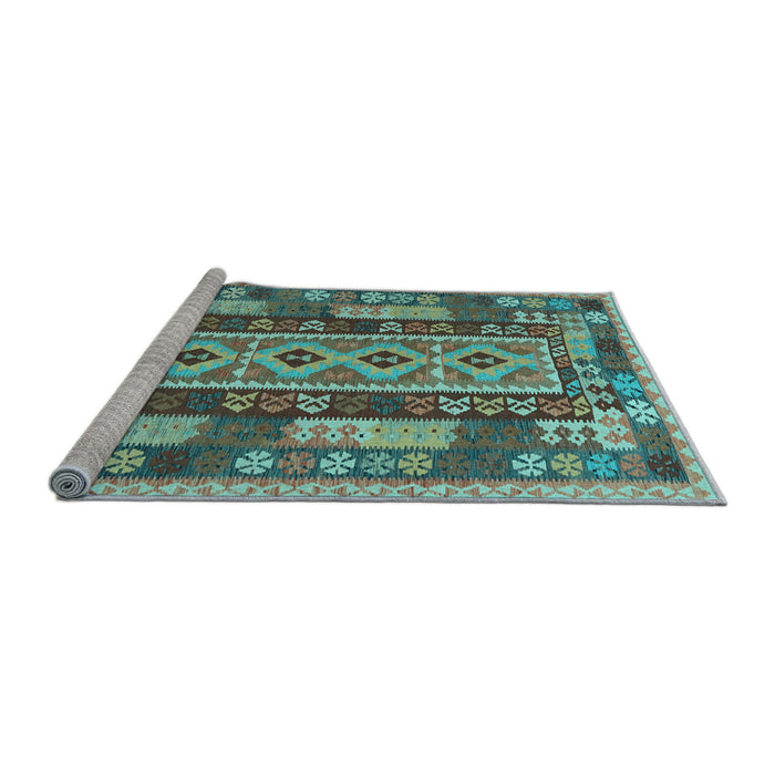 Sideview of Machine Washable Southwestern Light Blue Country Rug, wshcon1661lblu