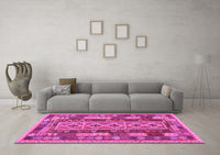 Machine Washable Southwestern Pink Country Rug, wshcon1661pnk