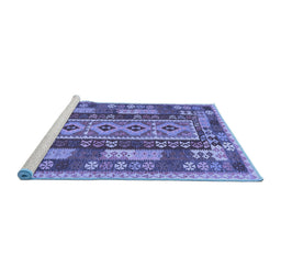 Sideview of Machine Washable Southwestern Blue Country Rug, wshcon1661blu