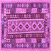 Square Machine Washable Southwestern Purple Country Area Rugs, wshcon1661pur