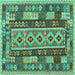 Square Southwestern Turquoise Country Rug, con1661turq