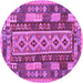 Round Southwestern Purple Country Rug, con1661pur