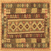 Square Southwestern Brown Country Rug, con1661brn