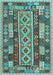 Machine Washable Southwestern Light Blue Country Rug, wshcon1661lblu