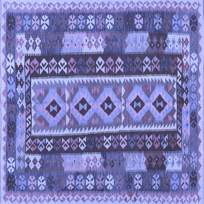 Square Machine Washable Southwestern Blue Country Rug, wshcon1661blu