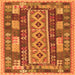 Round Machine Washable Southwestern Orange Country Area Rugs, wshcon1661org