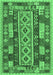 Machine Washable Southwestern Emerald Green Country Area Rugs, wshcon1661emgrn