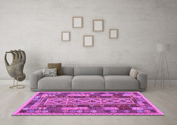 Machine Washable Southwestern Purple Country Area Rugs in a Living Room, wshcon1661pur