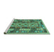 Sideview of Machine Washable Southwestern Turquoise Country Area Rugs, wshcon1661turq