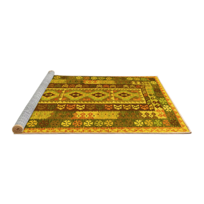 Sideview of Machine Washable Southwestern Yellow Country Rug, wshcon1661yw