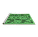 Sideview of Machine Washable Southwestern Emerald Green Country Area Rugs, wshcon1661emgrn