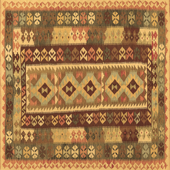 Square Machine Washable Southwestern Brown Country Rug, wshcon1661brn