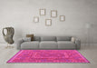 Machine Washable Oriental Pink Traditional Rug in a Living Room, wshcon1662pnk