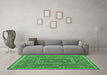 Machine Washable Oriental Emerald Green Traditional Area Rugs in a Living Room,, wshcon1662emgrn