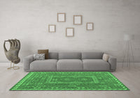 Machine Washable Oriental Emerald Green Traditional Rug, wshcon1662emgrn