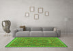 Machine Washable Oriental Green Traditional Area Rugs in a Living Room,, wshcon1662grn