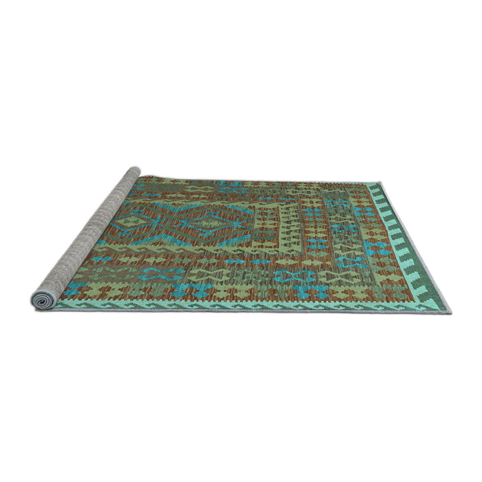 Sideview of Machine Washable Oriental Light Blue Traditional Rug, wshcon1662lblu