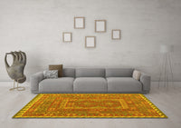 Machine Washable Oriental Yellow Traditional Rug, wshcon1662yw