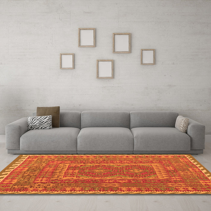 Machine Washable Oriental Orange Traditional Area Rugs in a Living Room, wshcon1662org