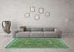 Machine Washable Oriental Turquoise Traditional Area Rugs in a Living Room,, wshcon1662turq