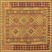 Square Machine Washable Southwestern Brown Country Rug, wshcon1663brn