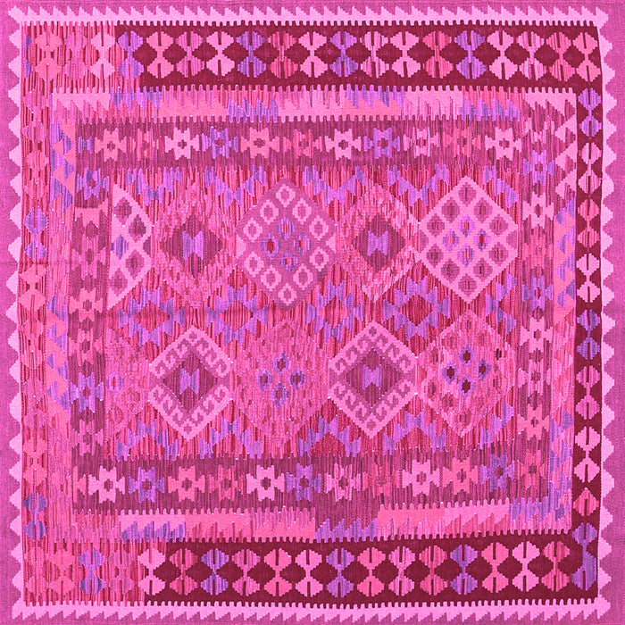 Square Machine Washable Southwestern Pink Country Rug, wshcon1663pnk