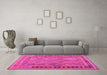 Machine Washable Southwestern Pink Country Rug in a Living Room, wshcon1663pnk