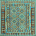 Square Southwestern Light Blue Country Rug, con1663lblu