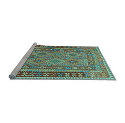Sideview of Machine Washable Southwestern Light Blue Country Rug, wshcon1663lblu