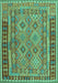 Machine Washable Southwestern Turquoise Country Area Rugs, wshcon1663turq