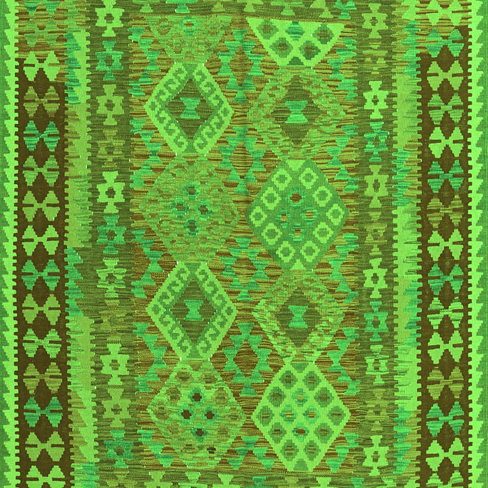 Serging Thickness of Machine Washable Southwestern Green Country Area Rugs, wshcon1663grn