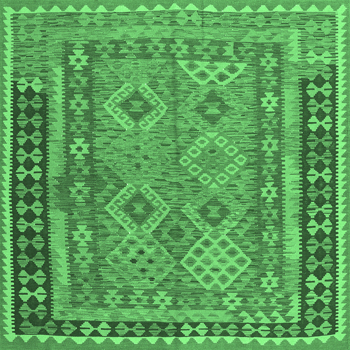 Square Southwestern Emerald Green Country Rug, con1663emgrn
