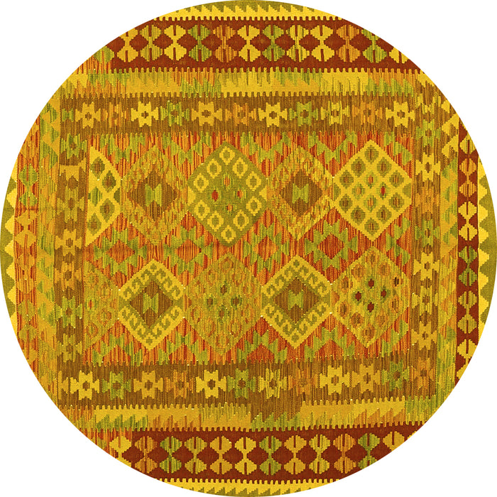 Round Southwestern Yellow Country Rug, con1663yw