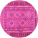 Round Southwestern Pink Country Rug, con1663pnk