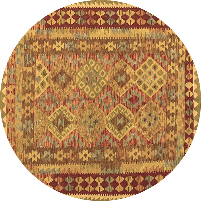 Round Southwestern Brown Country Rug, con1663brn