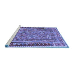 Sideview of Machine Washable Southwestern Blue Country Rug, wshcon1663blu
