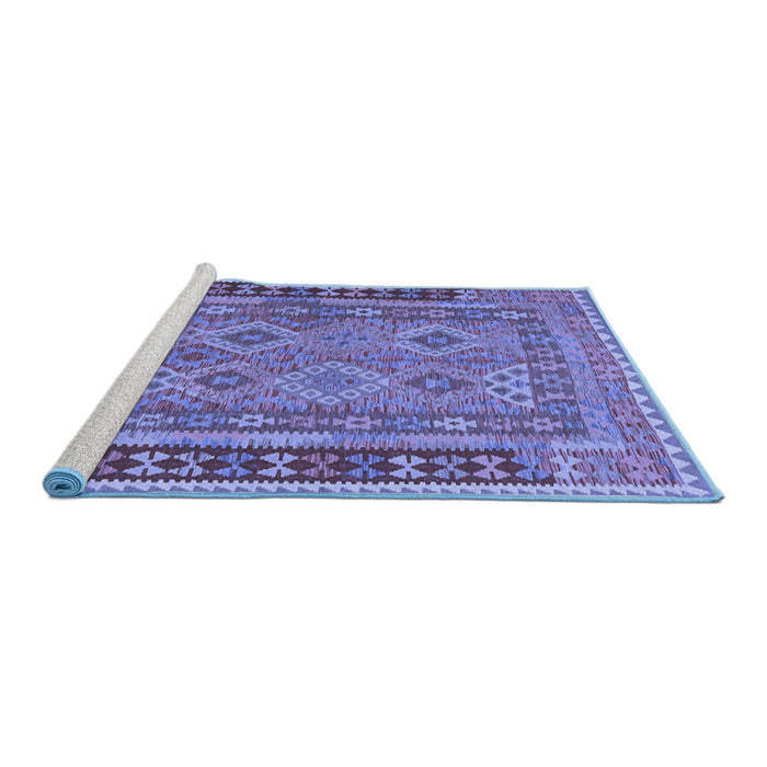 Sideview of Machine Washable Southwestern Blue Country Rug, wshcon1663blu
