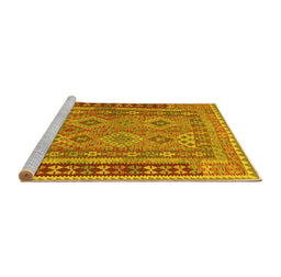 Sideview of Machine Washable Southwestern Yellow Country Rug, wshcon1663yw
