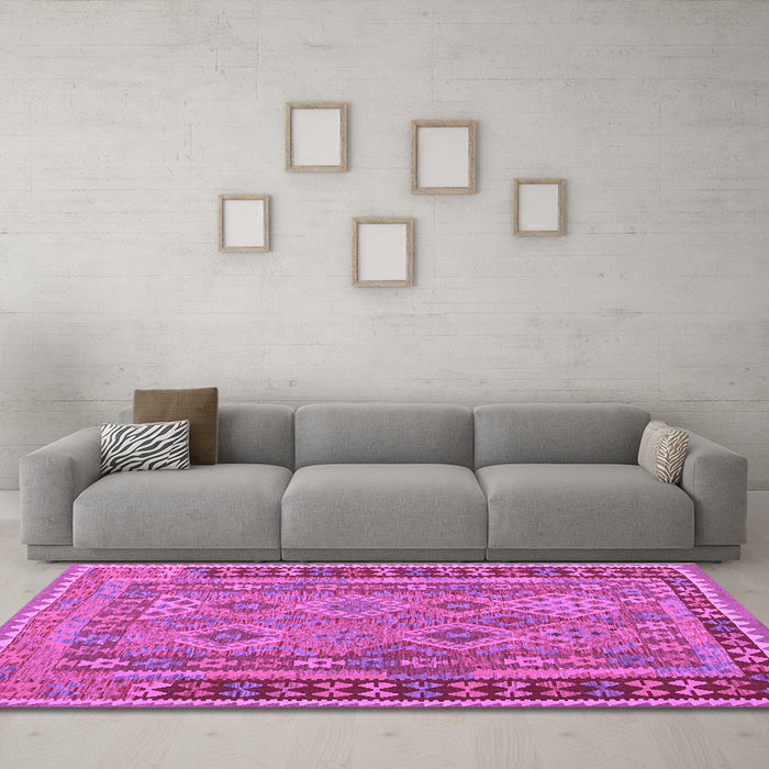 Machine Washable Southwestern Purple Country Area Rugs in a Living Room, wshcon1663pur