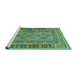 Sideview of Machine Washable Southwestern Turquoise Country Area Rugs, wshcon1663turq