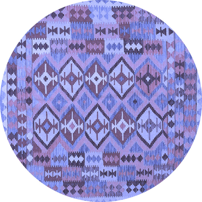 Round Southwestern Blue Country Rug, con1664blu