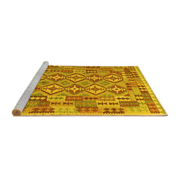 Sideview of Machine Washable Southwestern Yellow Country Rug, wshcon1664yw
