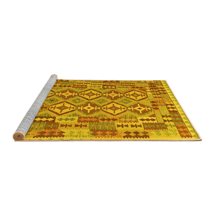 Sideview of Machine Washable Southwestern Yellow Country Rug, wshcon1664yw