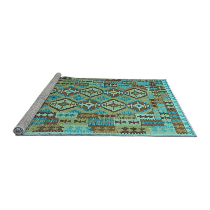 Sideview of Machine Washable Southwestern Light Blue Country Rug, wshcon1664lblu