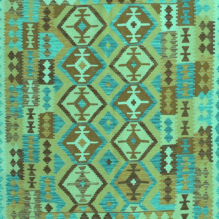 Machine Washable Southwestern Turquoise Country Area Rugs, wshcon1664turq