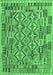 Machine Washable Southwestern Emerald Green Country Area Rugs, wshcon1664emgrn